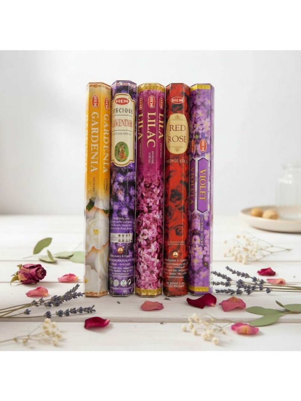 HEM Floral Incense Variety Pack 100 Sticks Rose Lavender Lilac Violet Gardenia